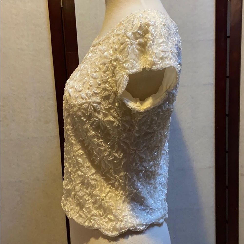 White Sequence Formal Blouse - image 2